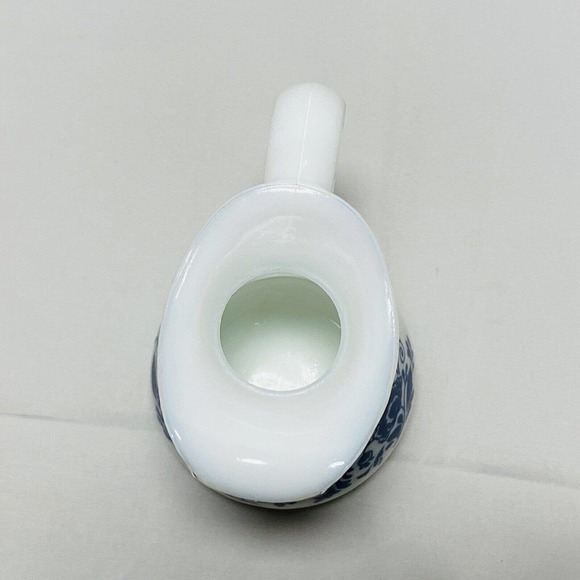 Vintage Avon Delft Blue Pitcher and Bowl EMPTY Milk Glass Floral Design - Picture 13 of 16